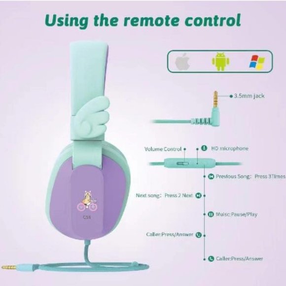 Kids Headphones - Wired - Stereo - Safe Volume Limiter - Foldable - Share Port - Picture 7 of 13